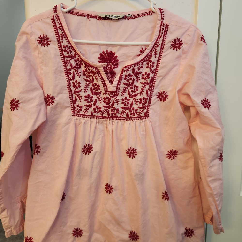Embroidered Pink Top